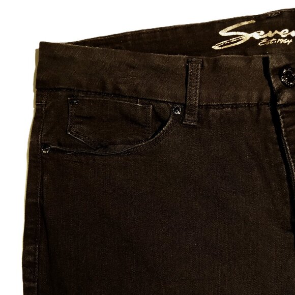 Seven7  Tummyless High Rise Slimming Skinny Jeans   16  Black  Stretch MY1975BLS - Picture 6 of 12